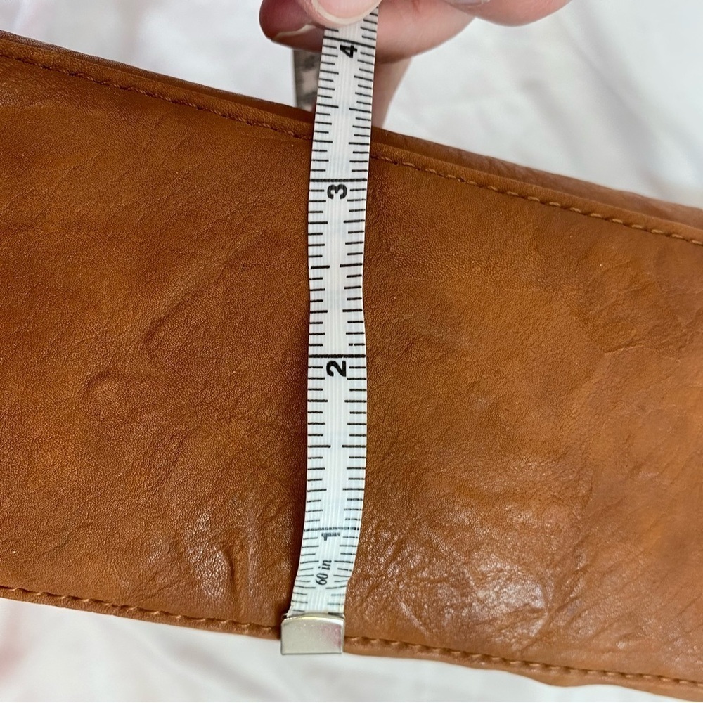 Cognac Faux Leather Organizer Shoulder Bag | Multi-Zip Everyday Purse - Picture 9 of 13